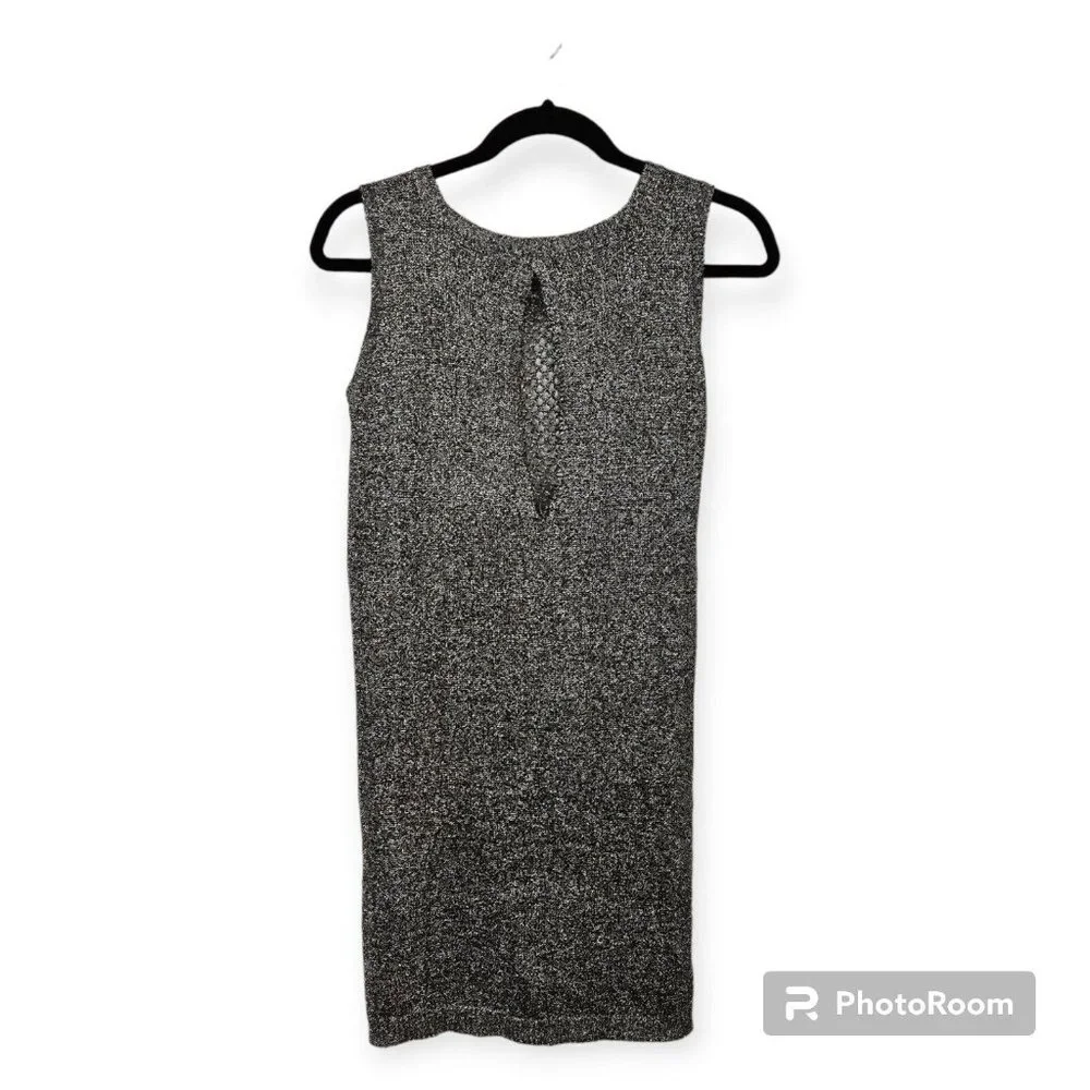 Sparkle And Fade Silver Metallic Knit Sleeveless Tunic Size S